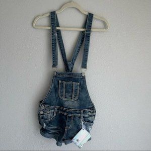 Almost Famous Denim Short Overalls Size 3